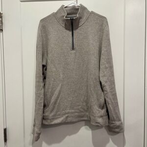 Mack Weldon Mens Quarter Zip Pullover Heather Gray Cotton Blend Size Medium